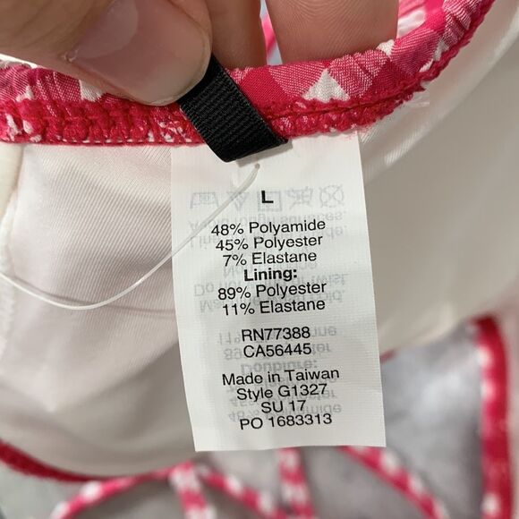 Loft Gingham Bikini Top Sz L Pink &‎ White NWT - Picture 6 of 7